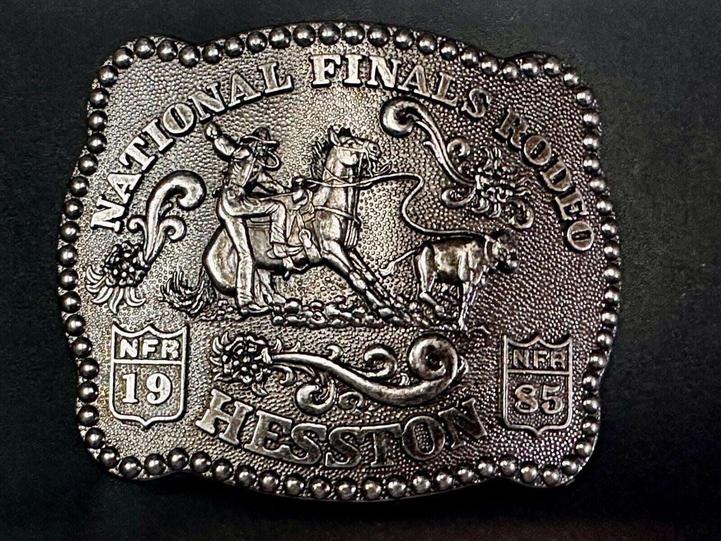 1985 Hesston NFR National Finals Rodeo Cowboys Western Belt Buckle