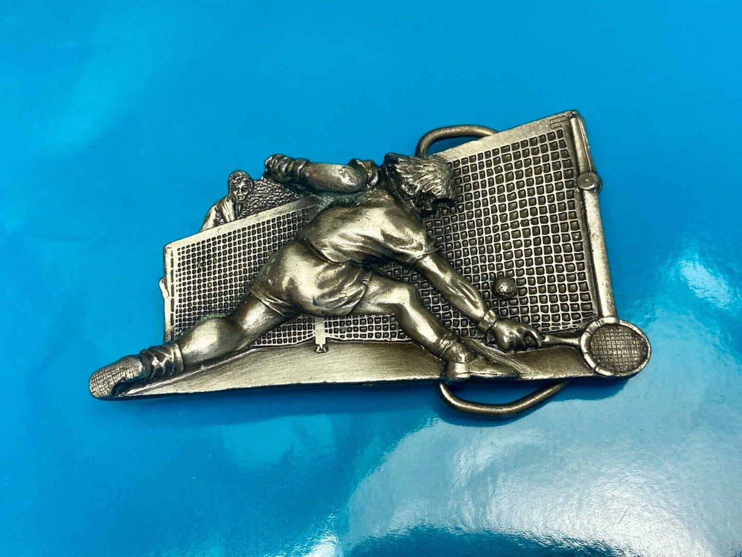 TENNIS sport game A-86 Vintage 1980 Bergamot brass works belt buckle