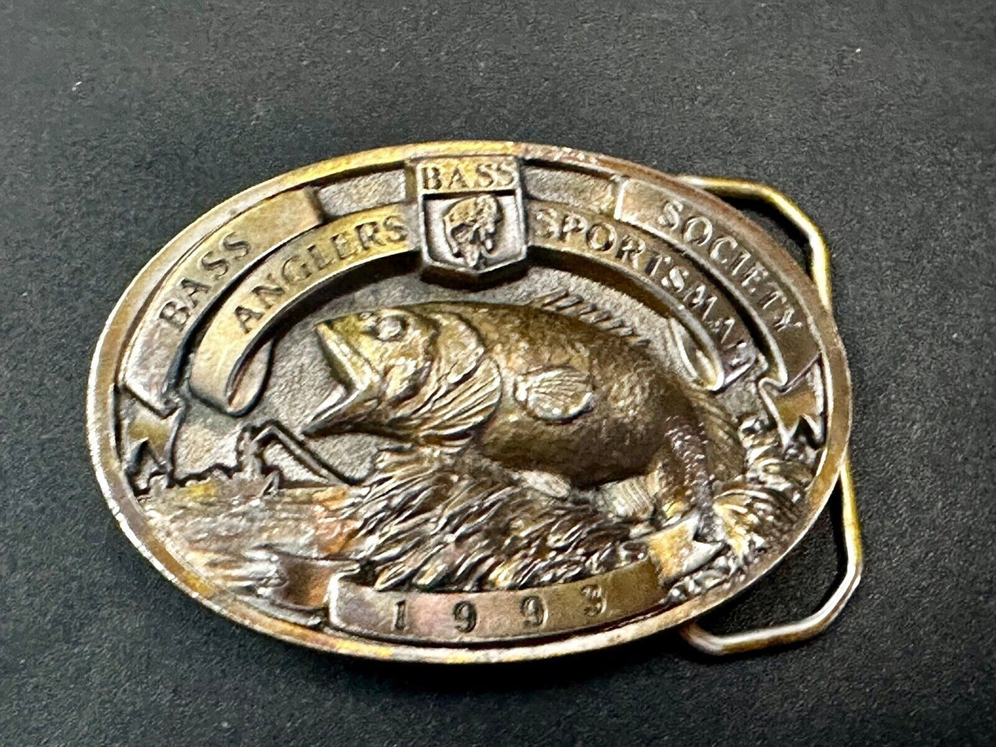 1993 BASS Anglers Sportsman Society Sport Fishing Fishermans Belt Buckle