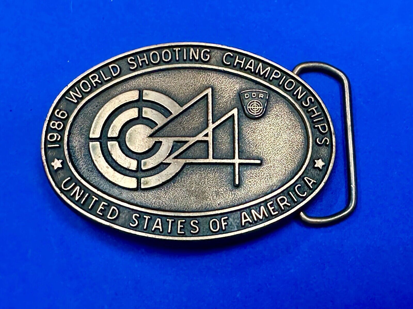 1986 Shooting TeamUSA World Shooting Championships Vintage belt buckle