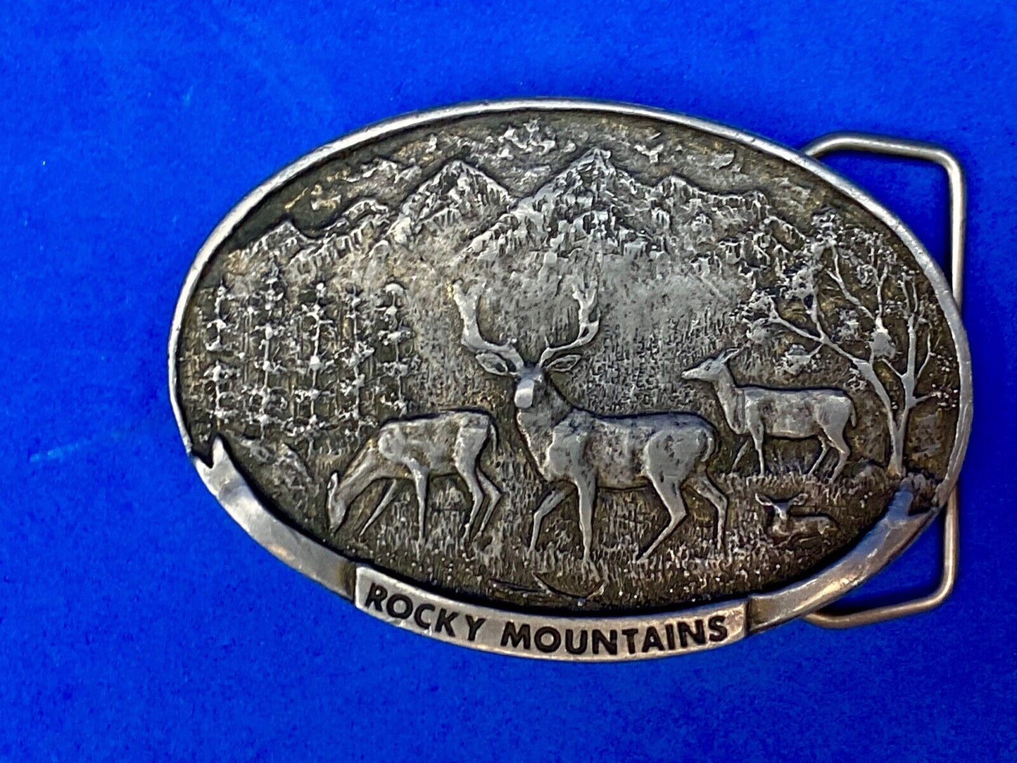 Vintage Deer in nature, Rocky Mountains Belt buckle by Spec Cast