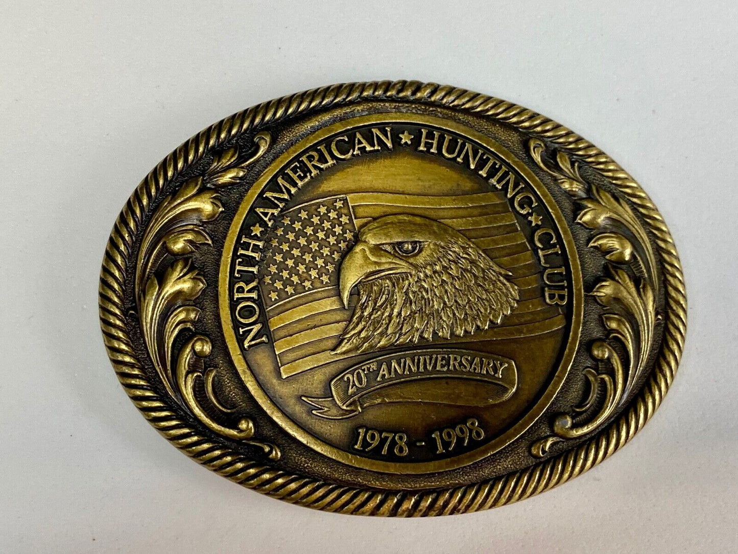 Vintage 1998 North American hunting club 20th anniversary belt buckle