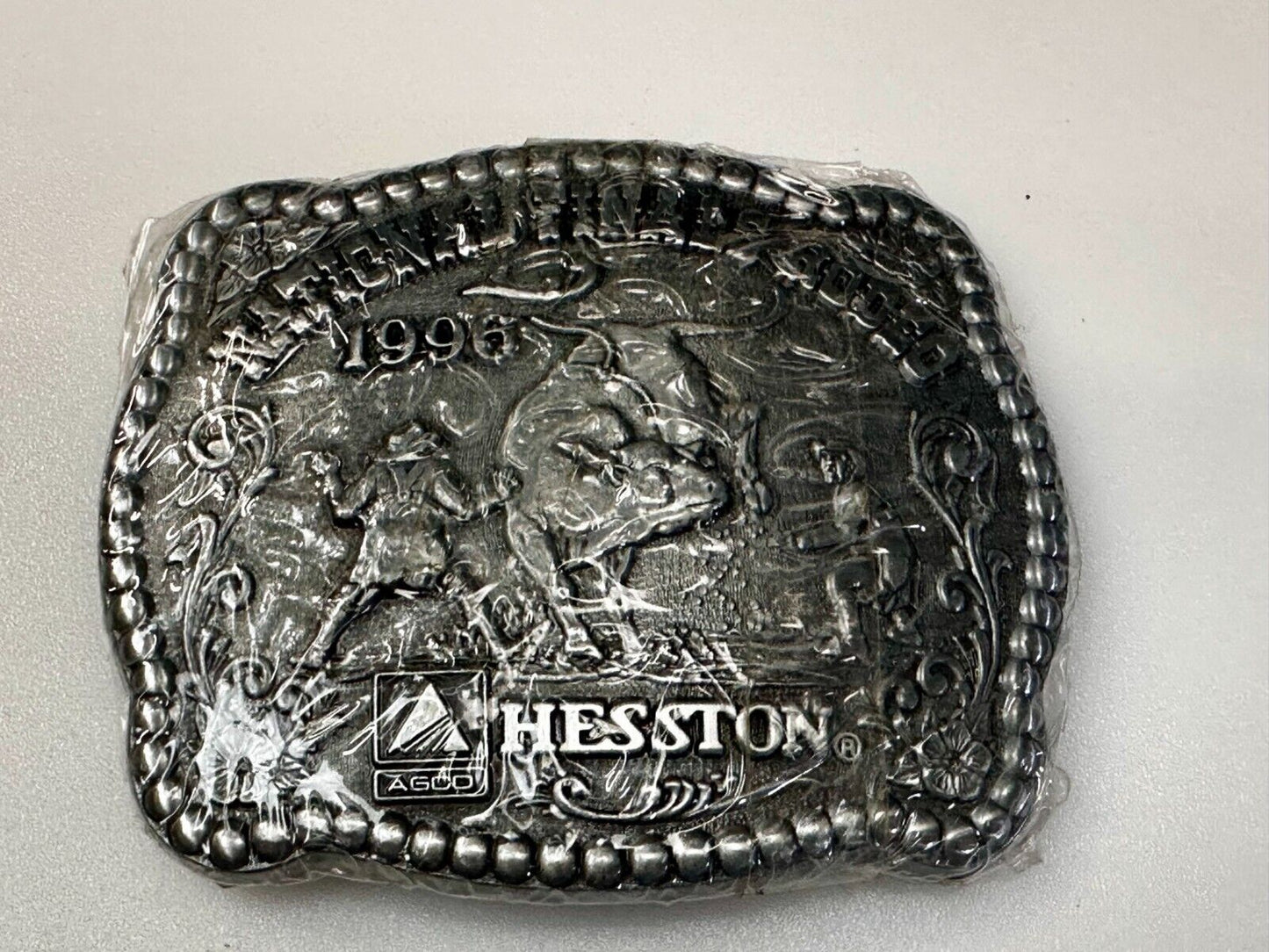 1996 Hesston NFR National Finals Rodeo Cowboys NOS Western Belt Buckle