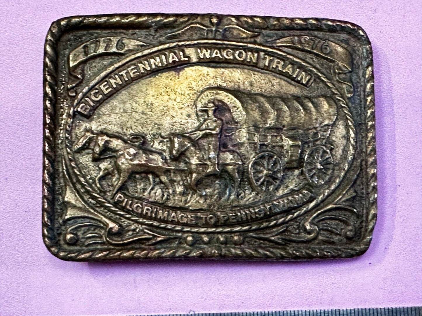 Bicentennial Wagon Train Pilgrimage Pennsylvania American Revolution Belt Buckle