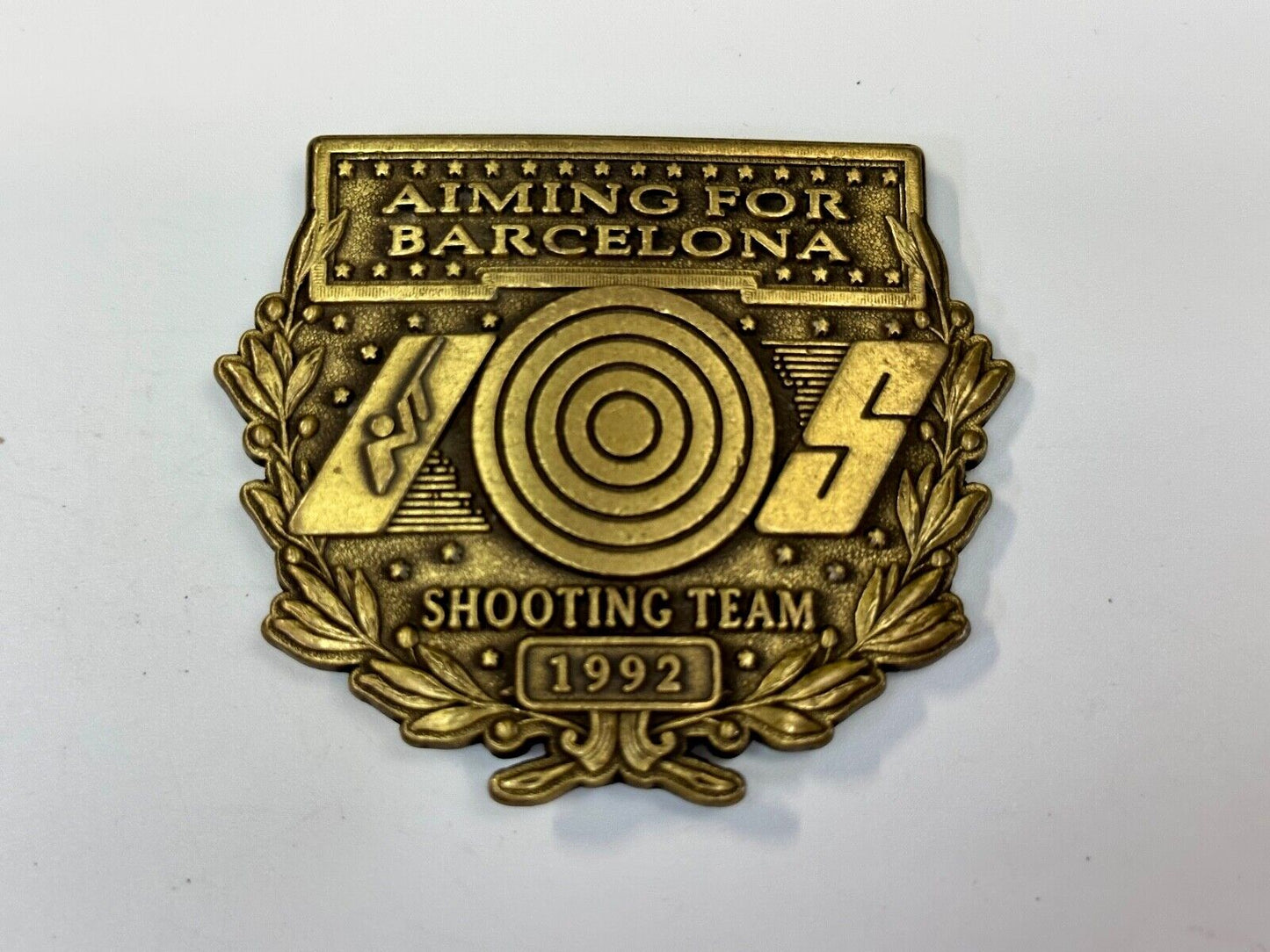 1992 Aiming for Barcelona Olympics US shooting Team belt buckle