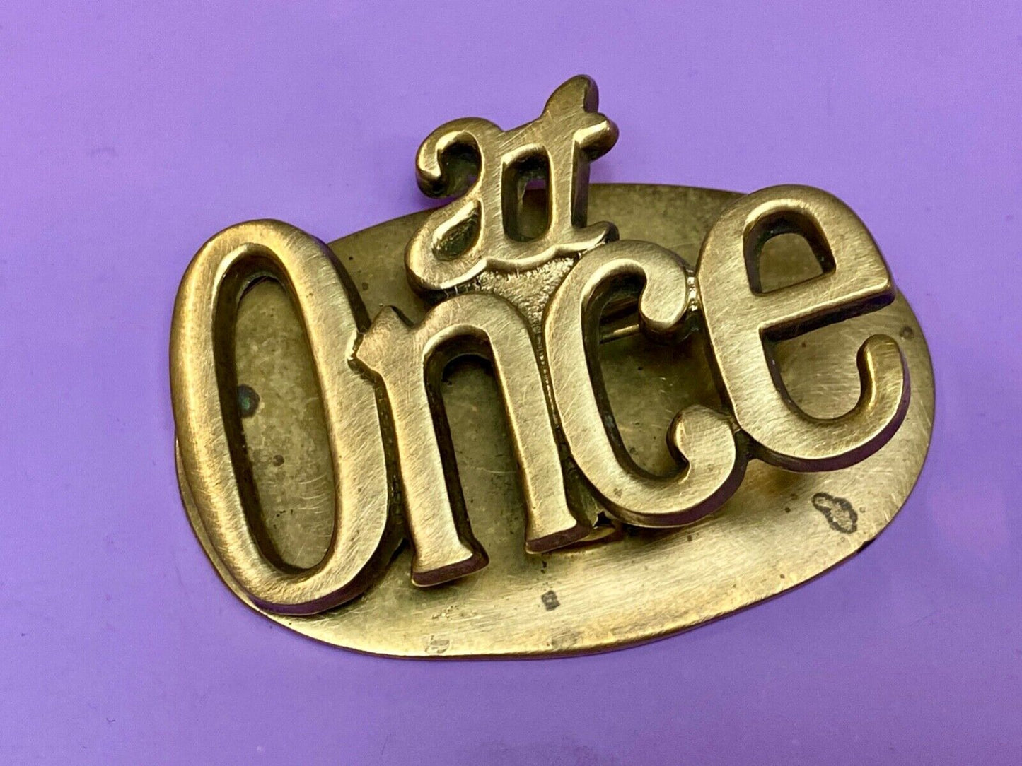 AT ONCE - Desk Organizer Clip 3.5" x 2" LARGE Vintage Solid Brass paper holder
