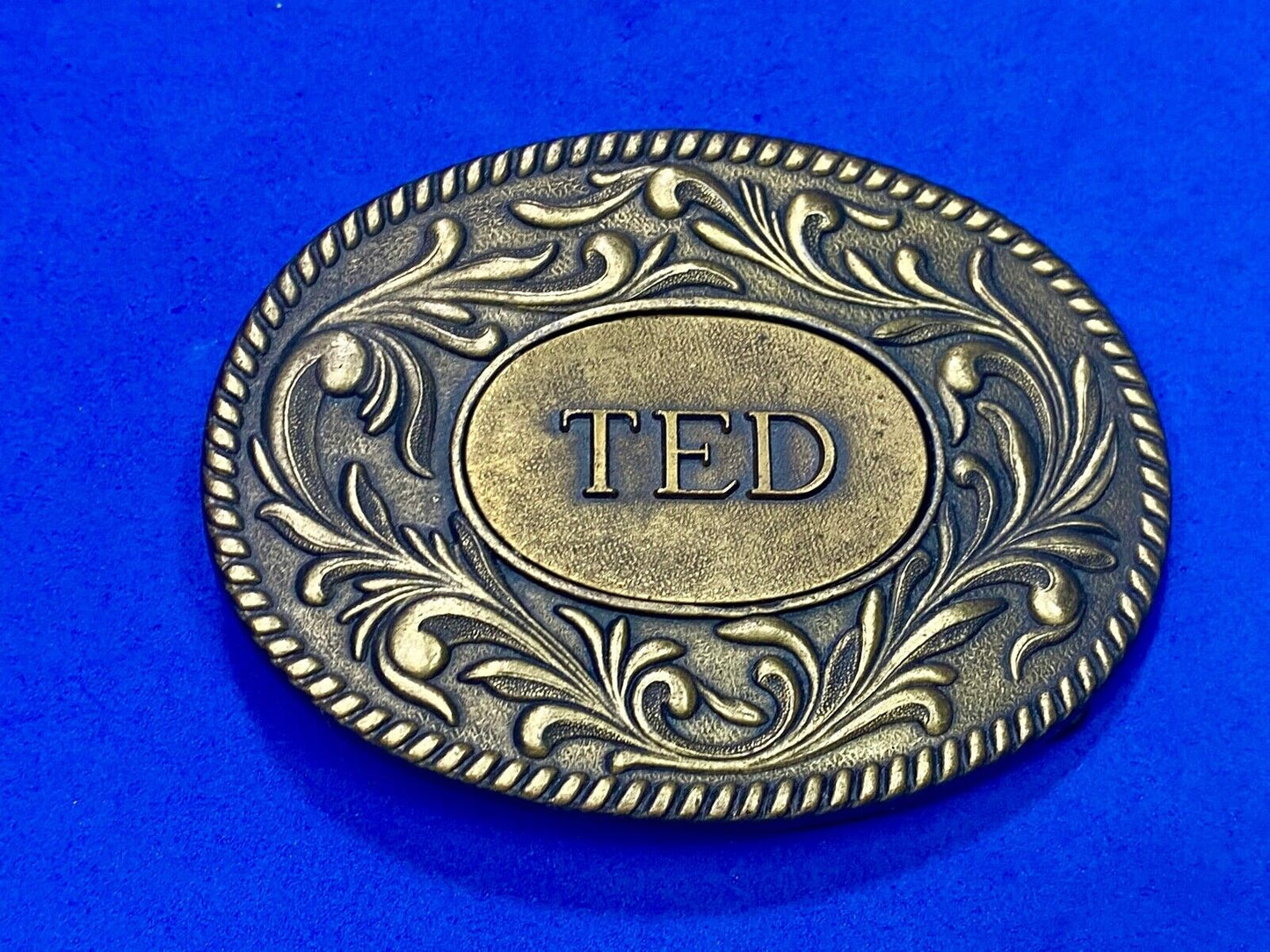 Vintage 1977 Ted Name Personalized Belt Buckle By Kinney Co