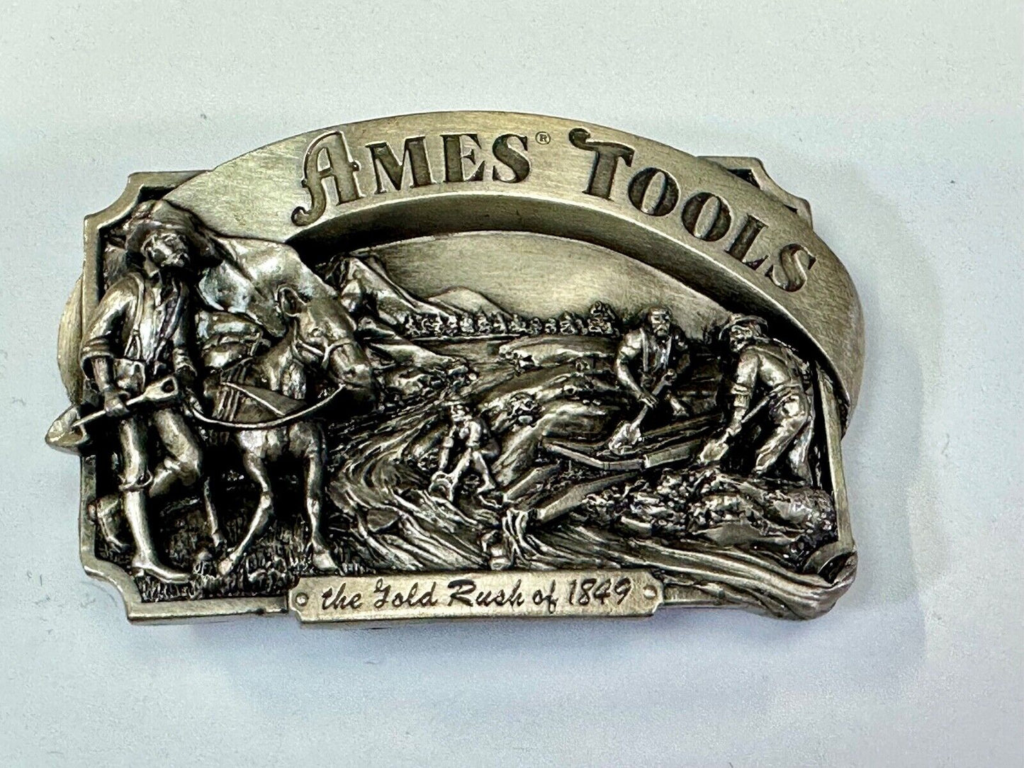 AMES TOOLS - Gold rush of 1849 Siskiyou 1985 Belt Buckle Lawn and garden supply