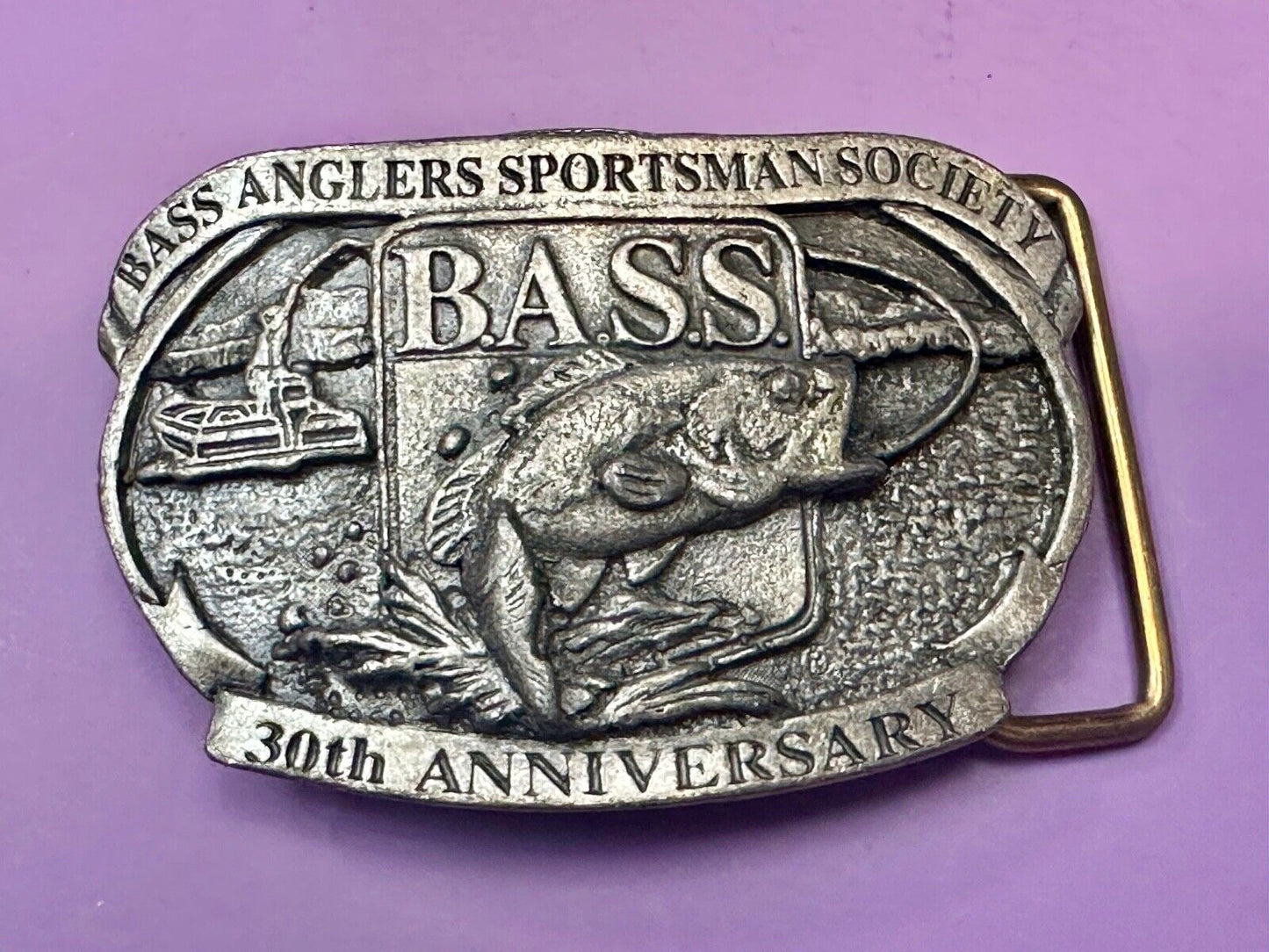 1997 BASS Bass Anglers Sportsman Society Fishing 30th anniversary belt buckle