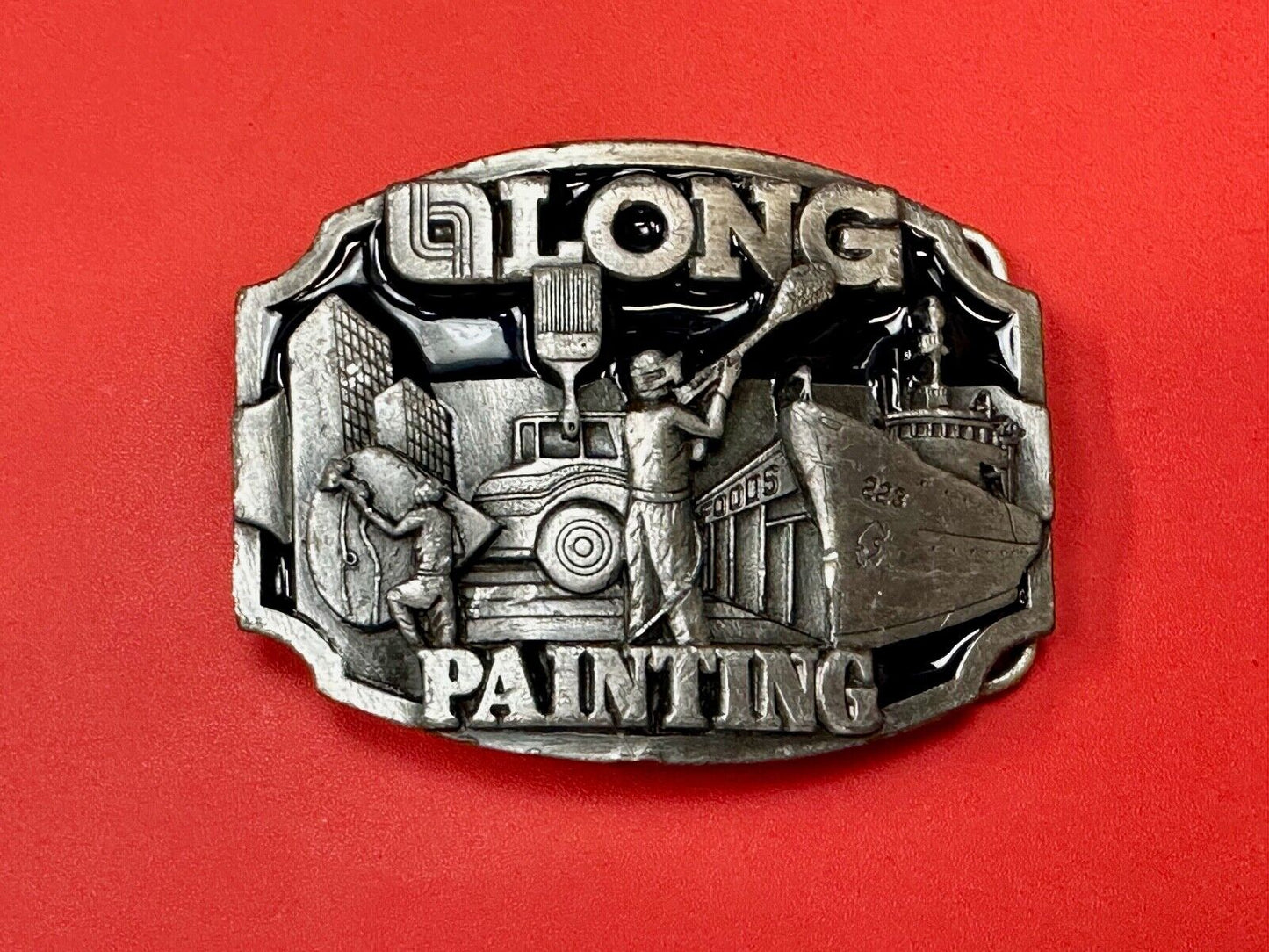 Vintage 1989 LONG painting - Neat Clean Finishing belt buckle
