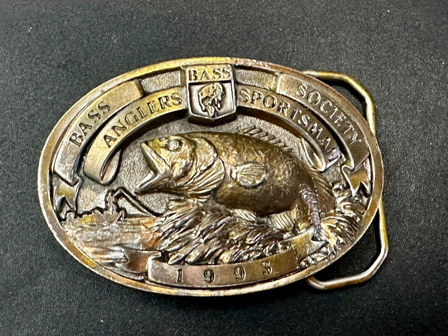 1993 BASS Anglers Sportsman Society Sport Fishing Fishermans Belt Buckle