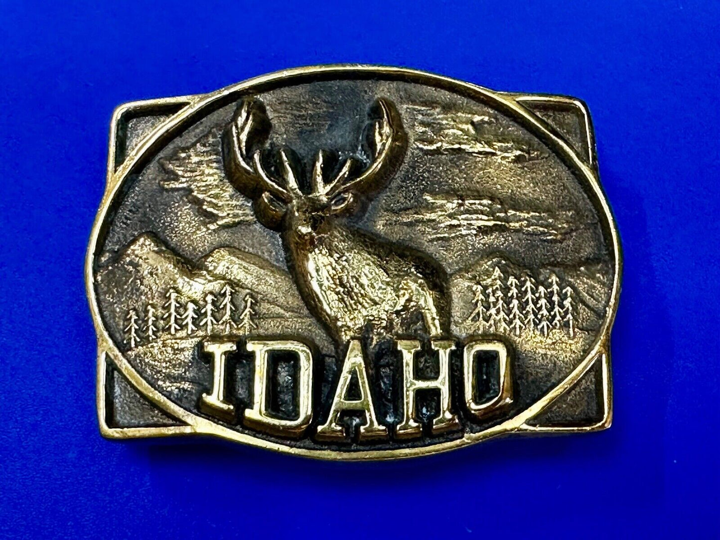 The State of Idaho - Deer Hunting Vintage Solid Brass Heritage Mint Belt Buckle
