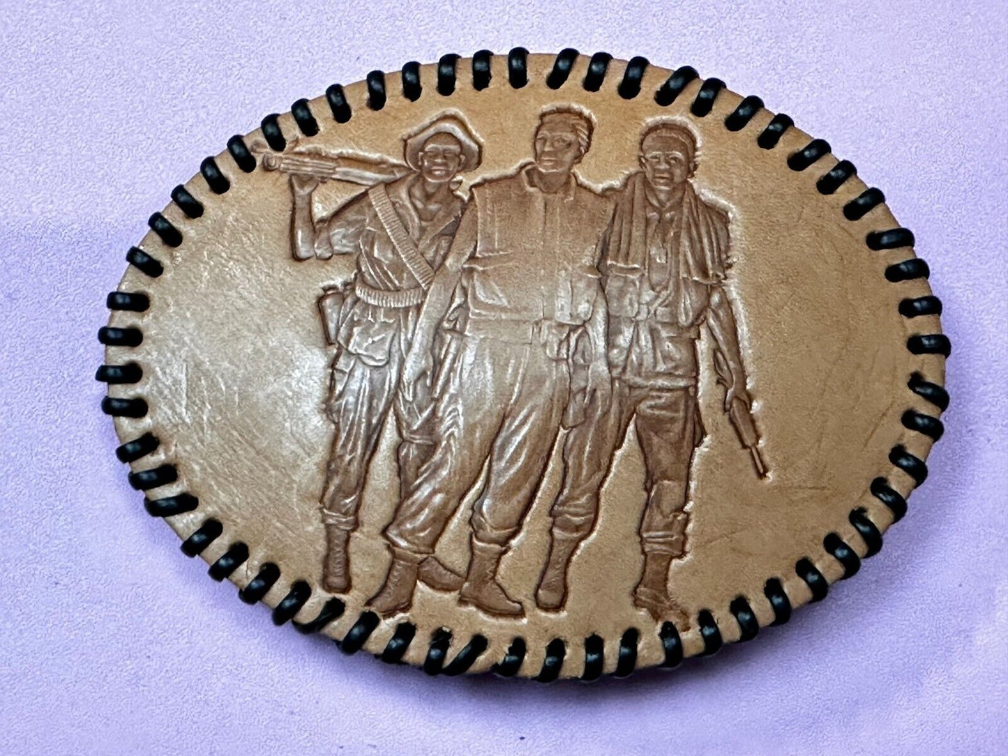 The Three Servicemen Vietnam Veterans War Memorial Oval Leather Belt Buckle