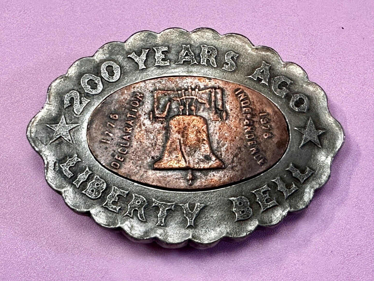 USA Liberty Bell 200 Year Celebration two tone Patriotic Bergamot Belt Buckle