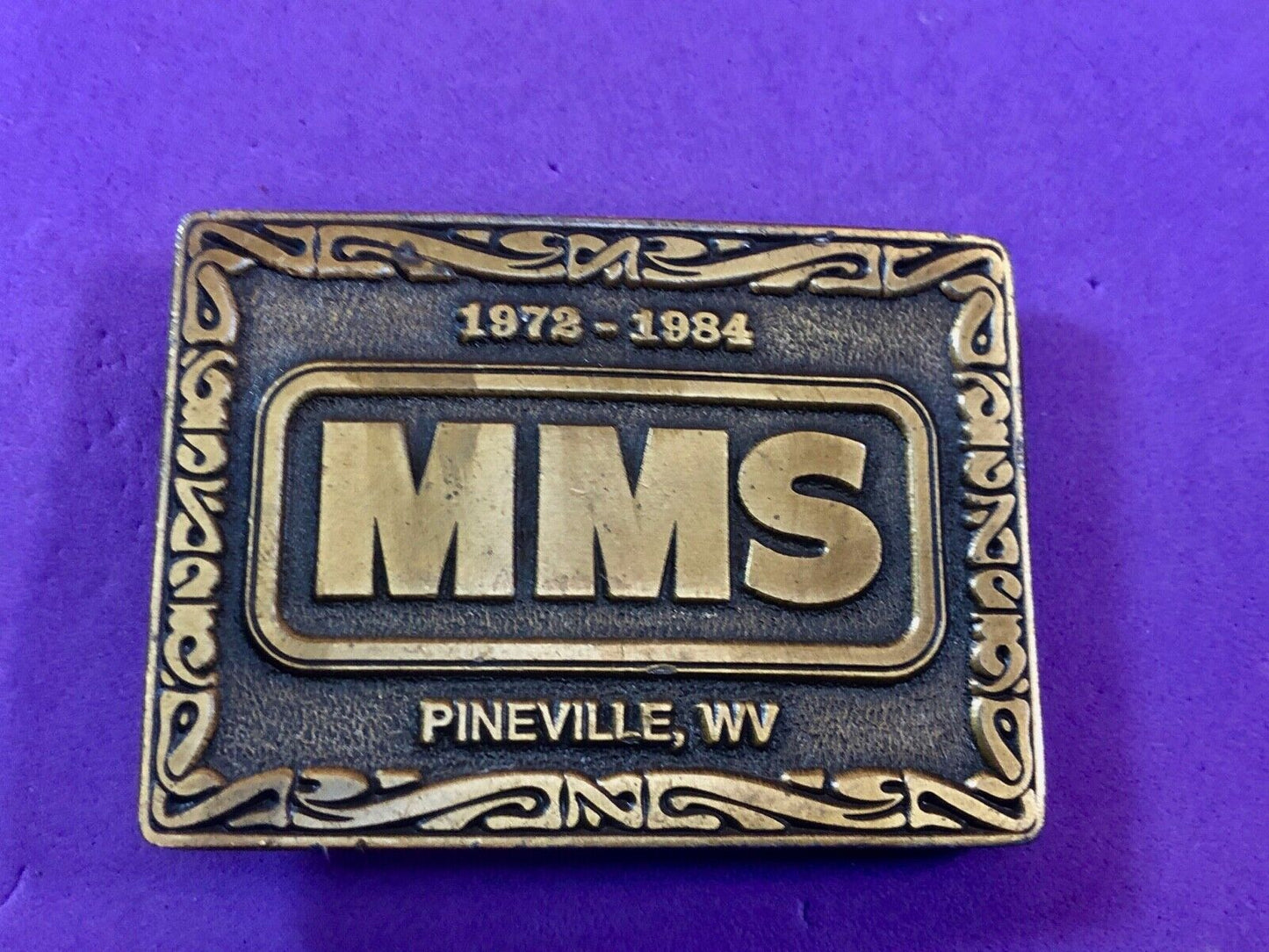 belt buckle MMS Prineville West VA Virgina belt buckle Mountain Mission School?