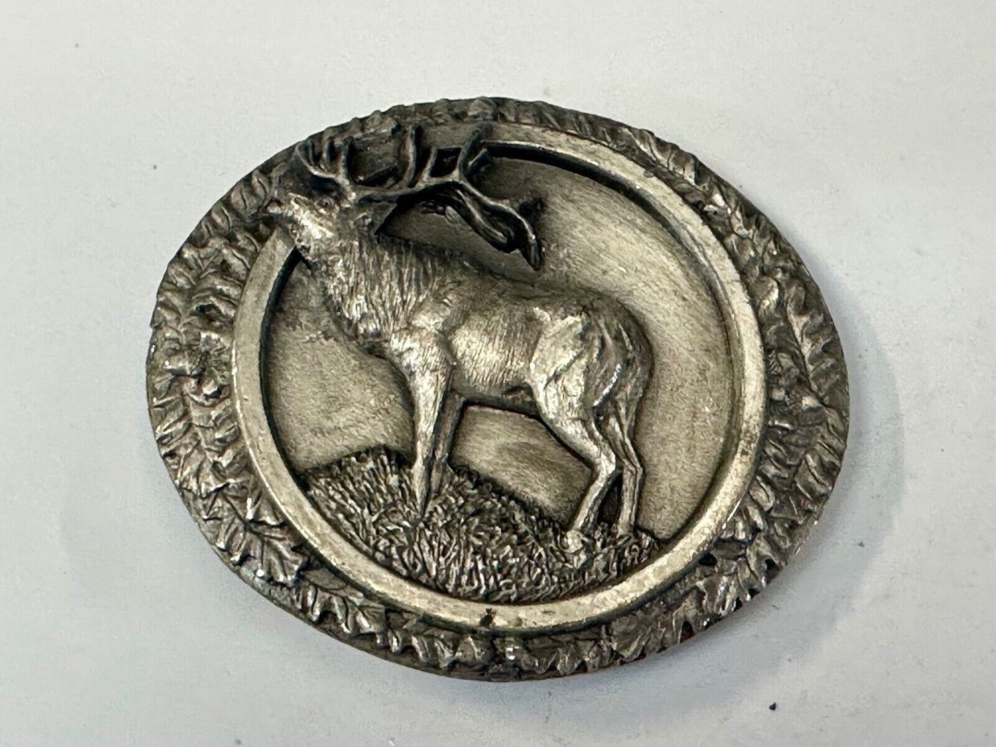 The North American Elk Commemorative Vtg. 1986 Bergamot Brass Works belt buckle