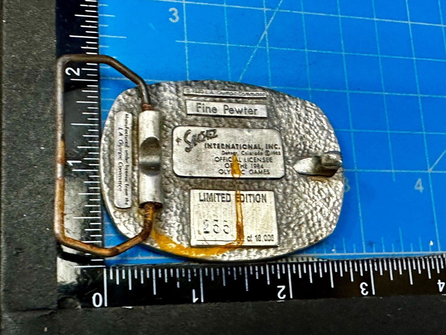 Archery Fencing Los Angeles CA 1984 Olympics Sanchez Pewter Belt Buckle