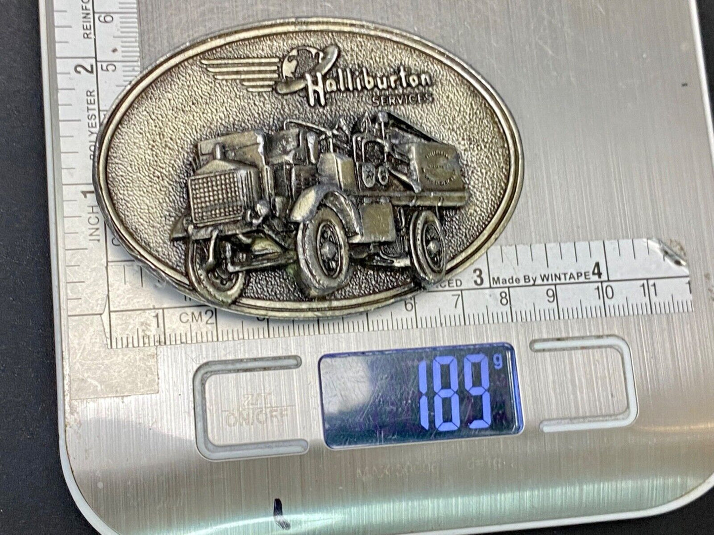 Vintage Halliburton Truck Mounted Pumper Commemorative Duncan Ok Belt Buckle