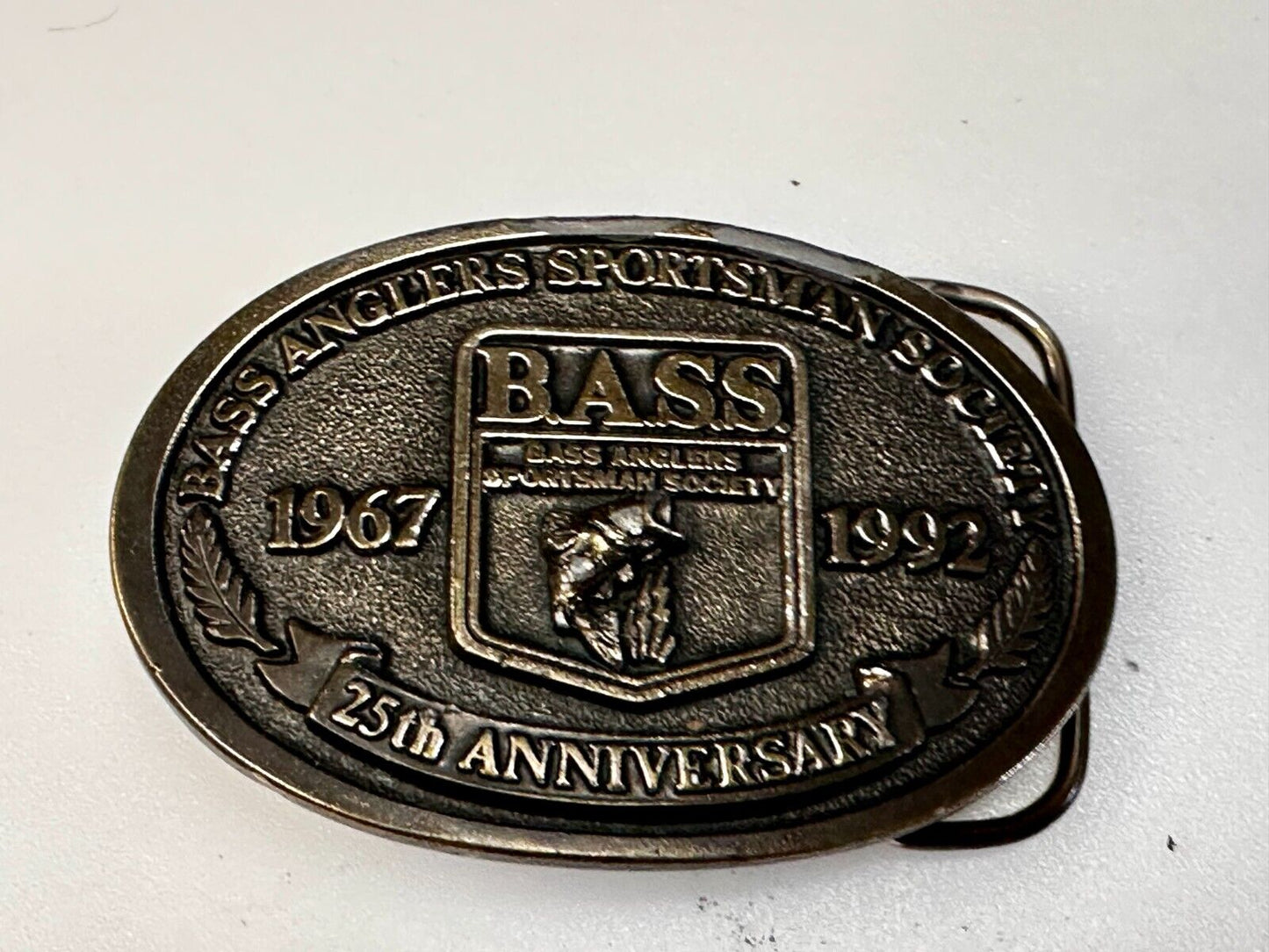 1992 Bass Anglers Sportsman Society Club 25th Anniversary Fishing Belt Buckle