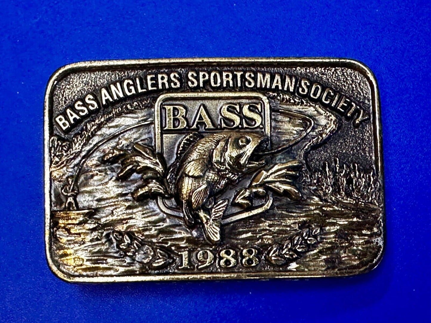 1988 Bass Anglers Sportsman Society Club Great American Belt Buckle