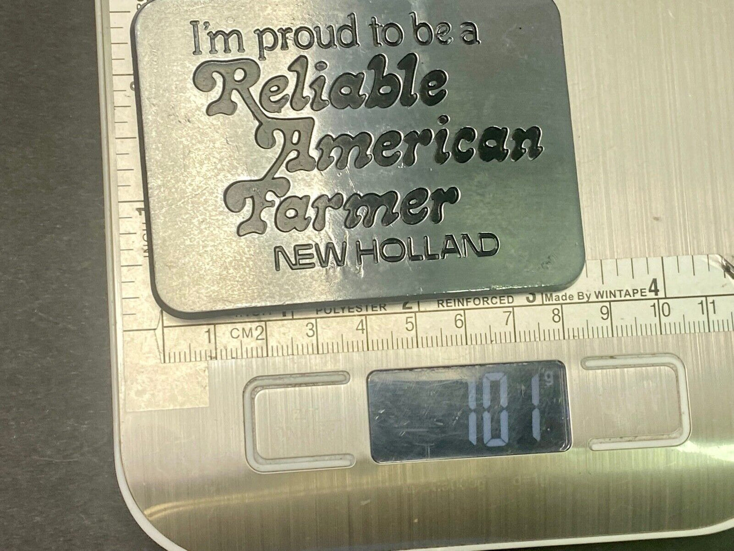 1982 NEW HOLLAND I'm Proud to be a Reliable American Farmer Belt Buckle