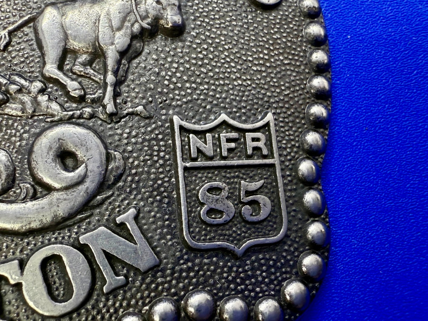 1985 Hesston NFR National Finals Rodeo Calf Roping Vintage Belt Buckle