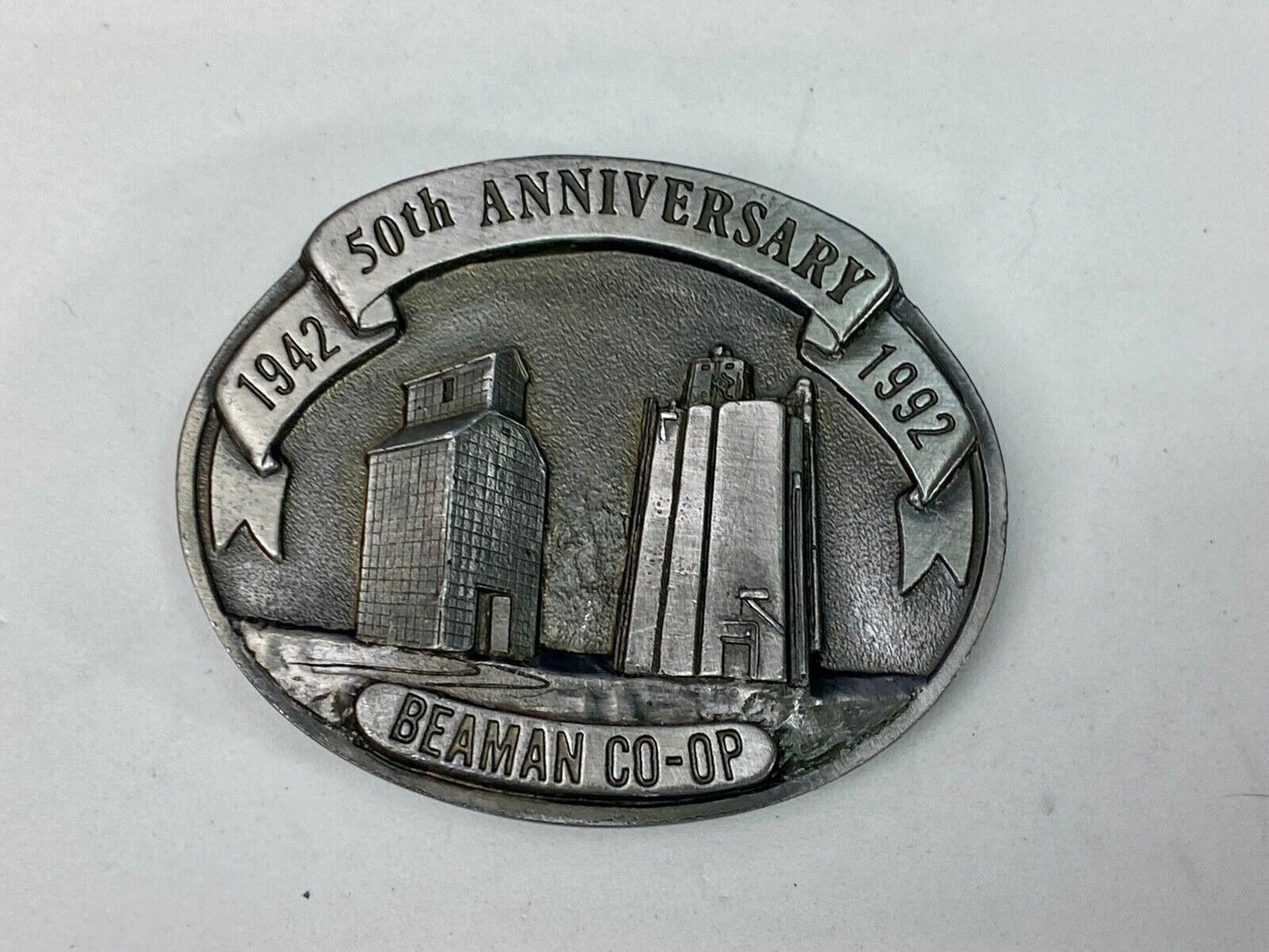 Beaman Co-Op 50Th Anniversary Iowa Feed Grain Farming Agriculture Belt Buckle