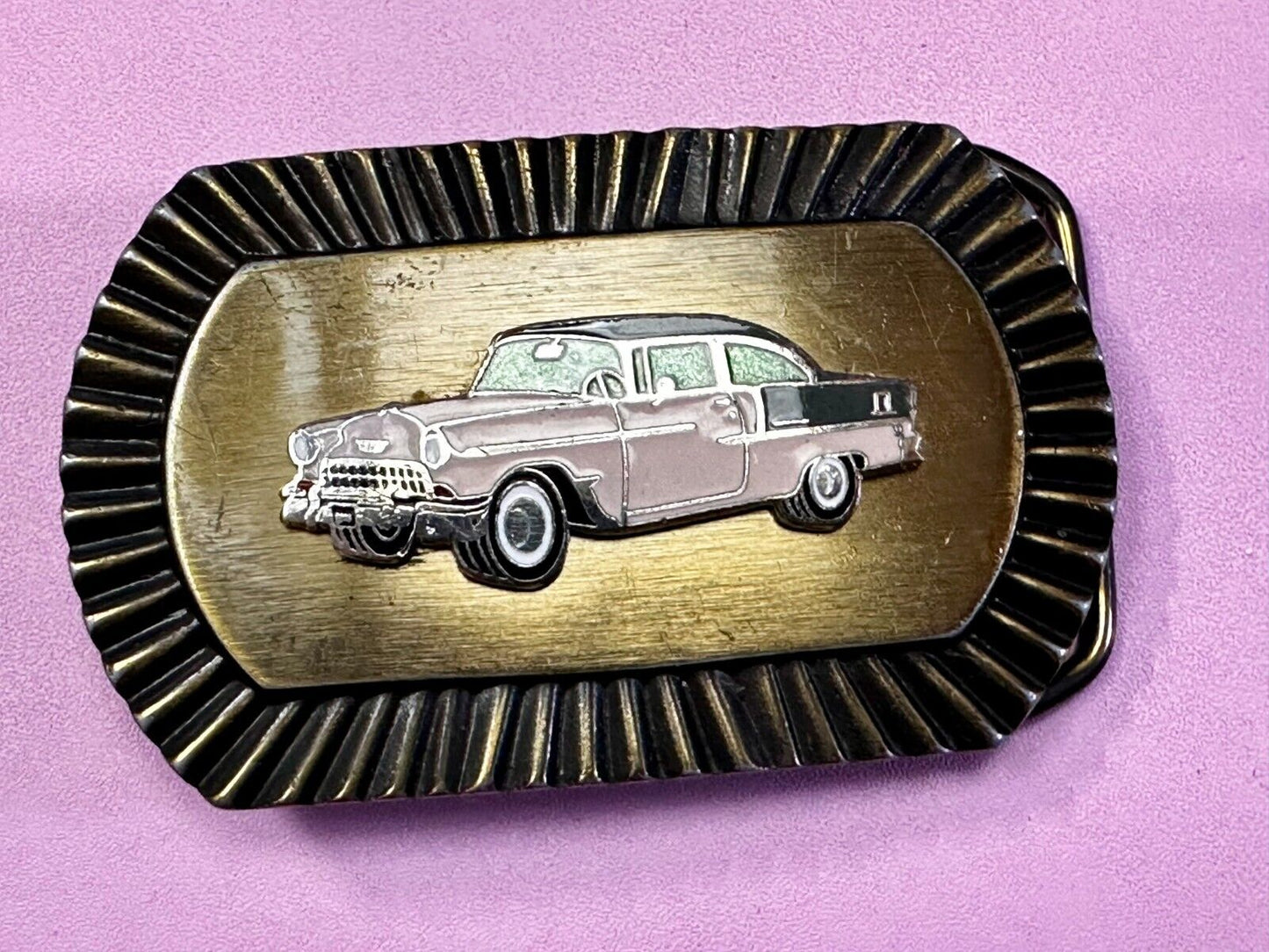 1955 Chevrolet Bel Air? Sport Coupe Model Centered Car Collectors W Belt Buckle