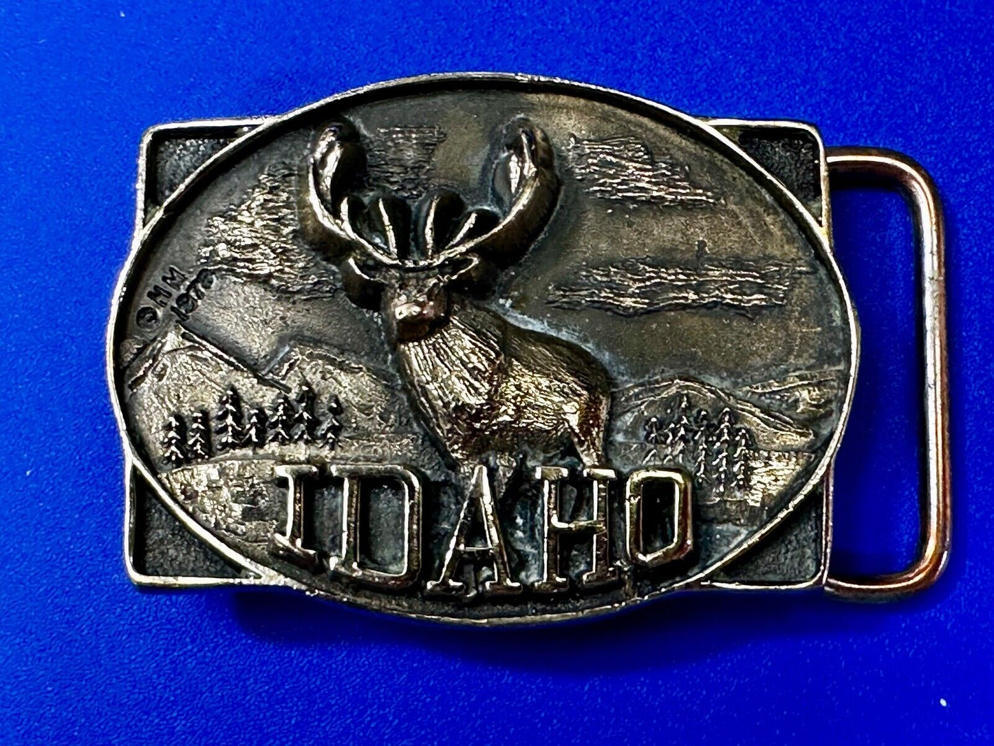 The State of Idaho Deer Buck Hunting Vtg. 1978 Small First Security Belt Buckle