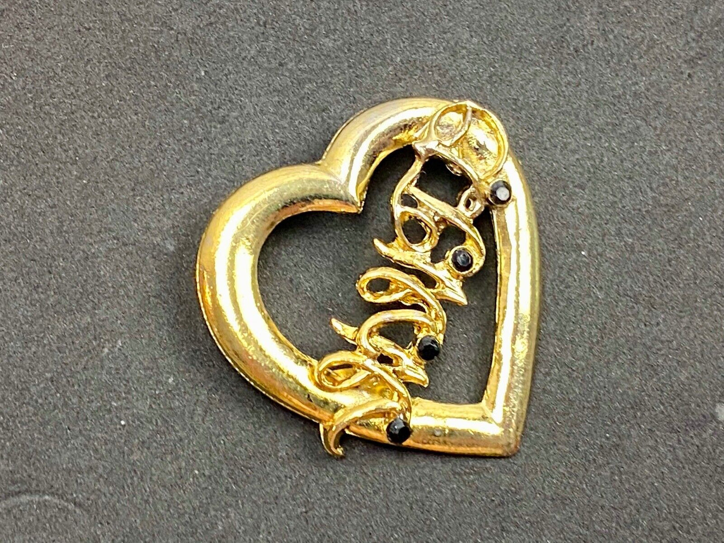 Vintage Brooch Pin WWJD Gold Tone Heart WWJD - What Would Jesus Do