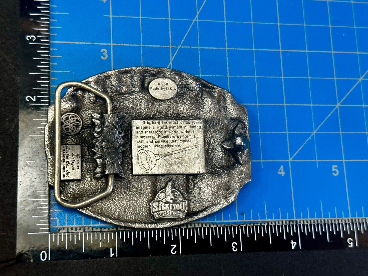 1987 Plumber by Siskiyou Buckle Co. K-50 Job Profession Vintage Belt Buckle