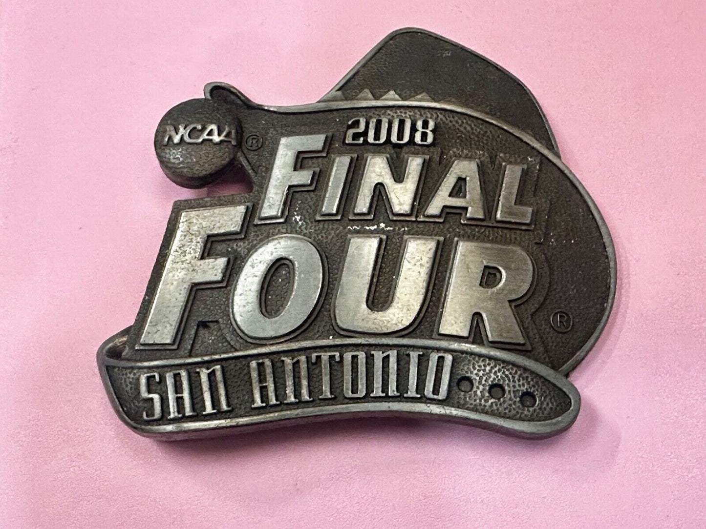 2008 Final Four Basketball Tourney Commemorative San Antonio Texas Belt Buckle