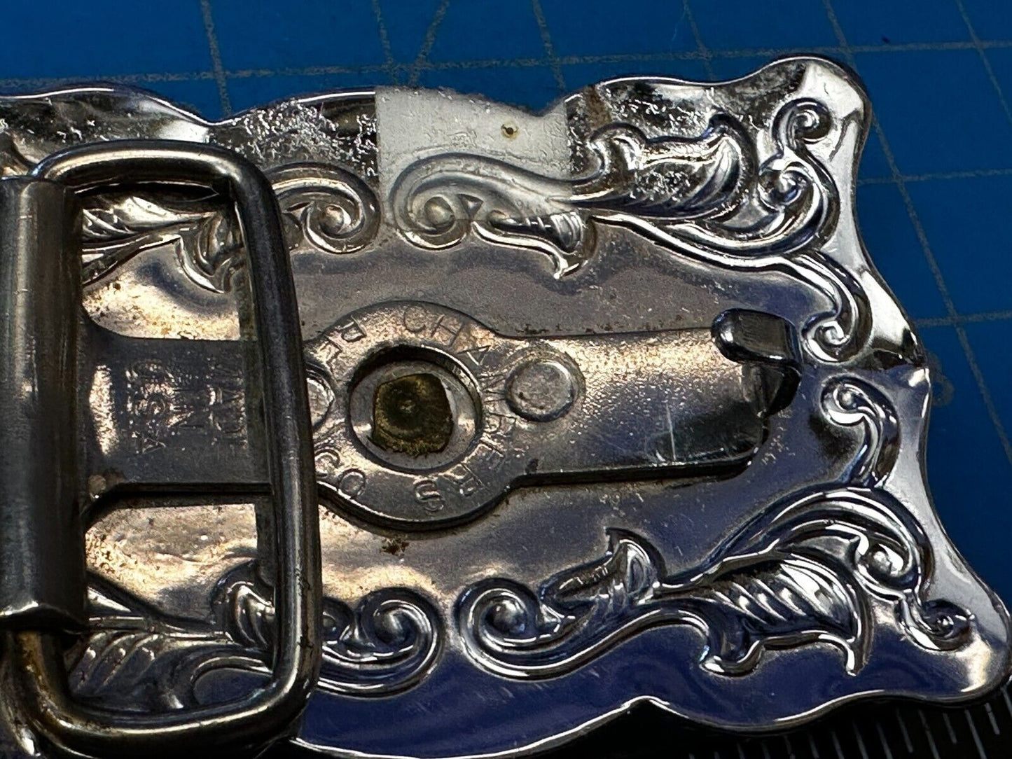 Vintage Cowboys Longhorn W/ Engraved Swirl Pattern Belt Buckle By Chambers