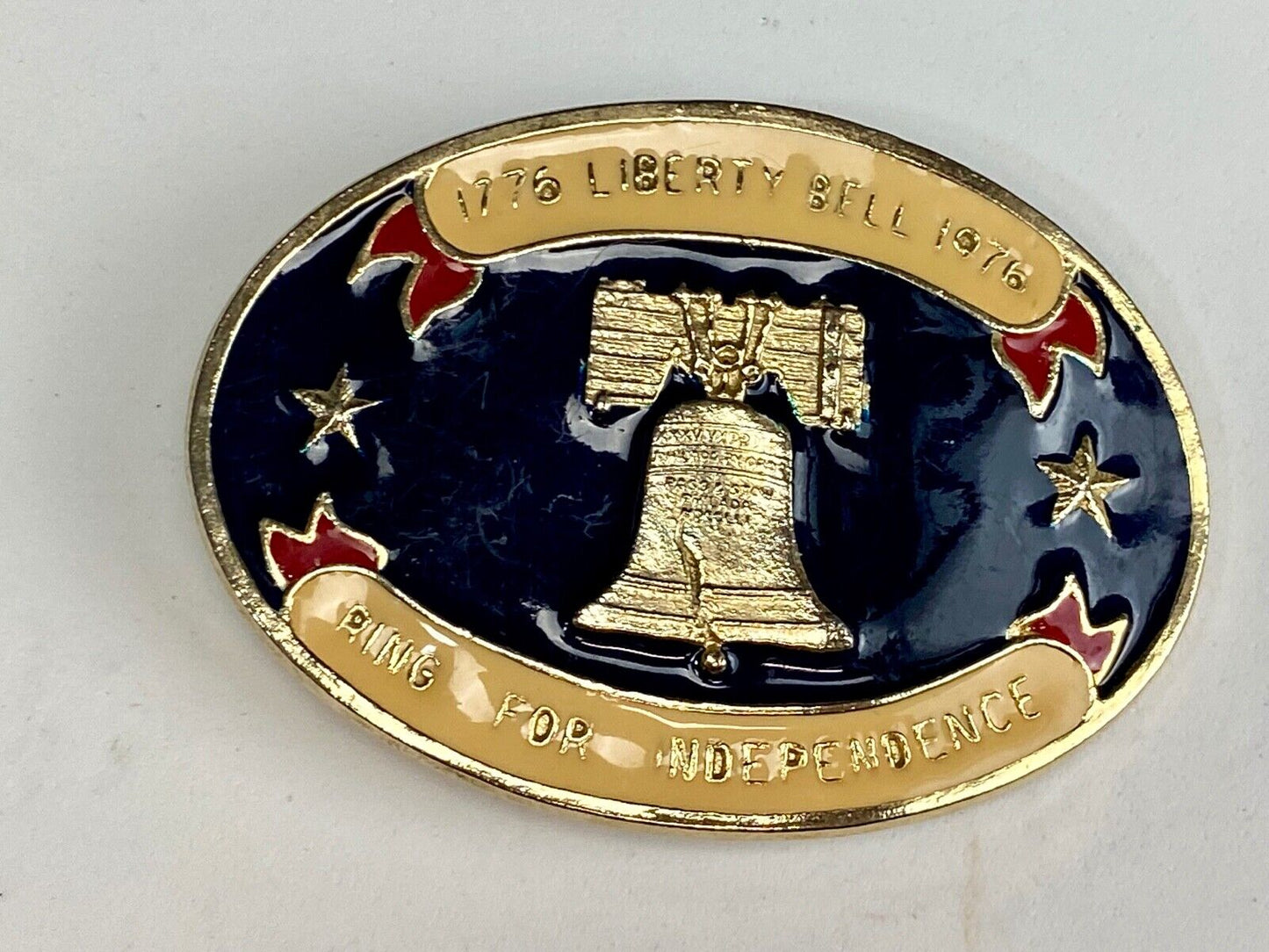 Bicentennial 1776-1976 Liberty Bell Ring for Independence gold tone Belt Buckle