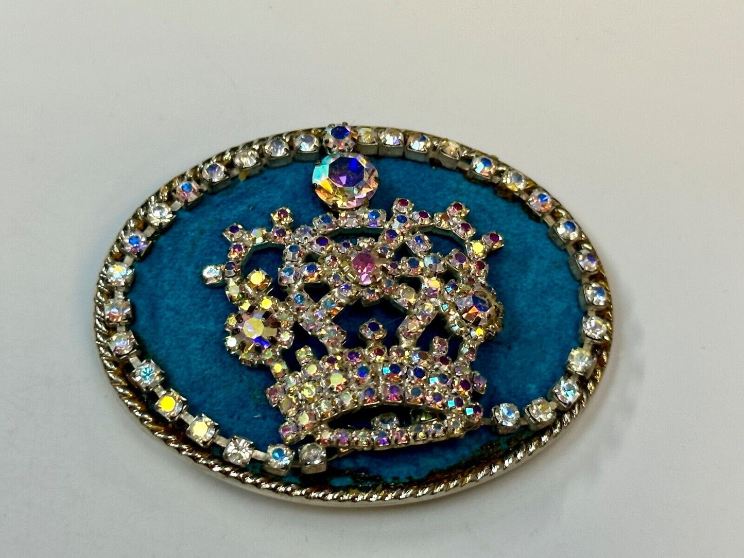 Bejeweled Gorgeous CROWN - Art artisan oval Belt Buckle