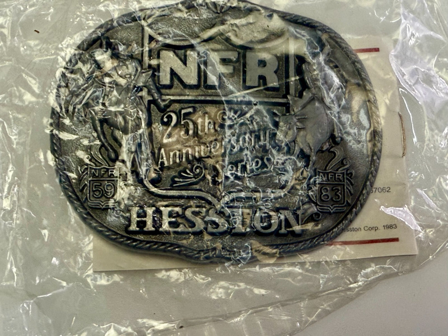 1983 Hesston NFR National Finals Rodeo Cowboys 25 year Commemorative Belt Buckle