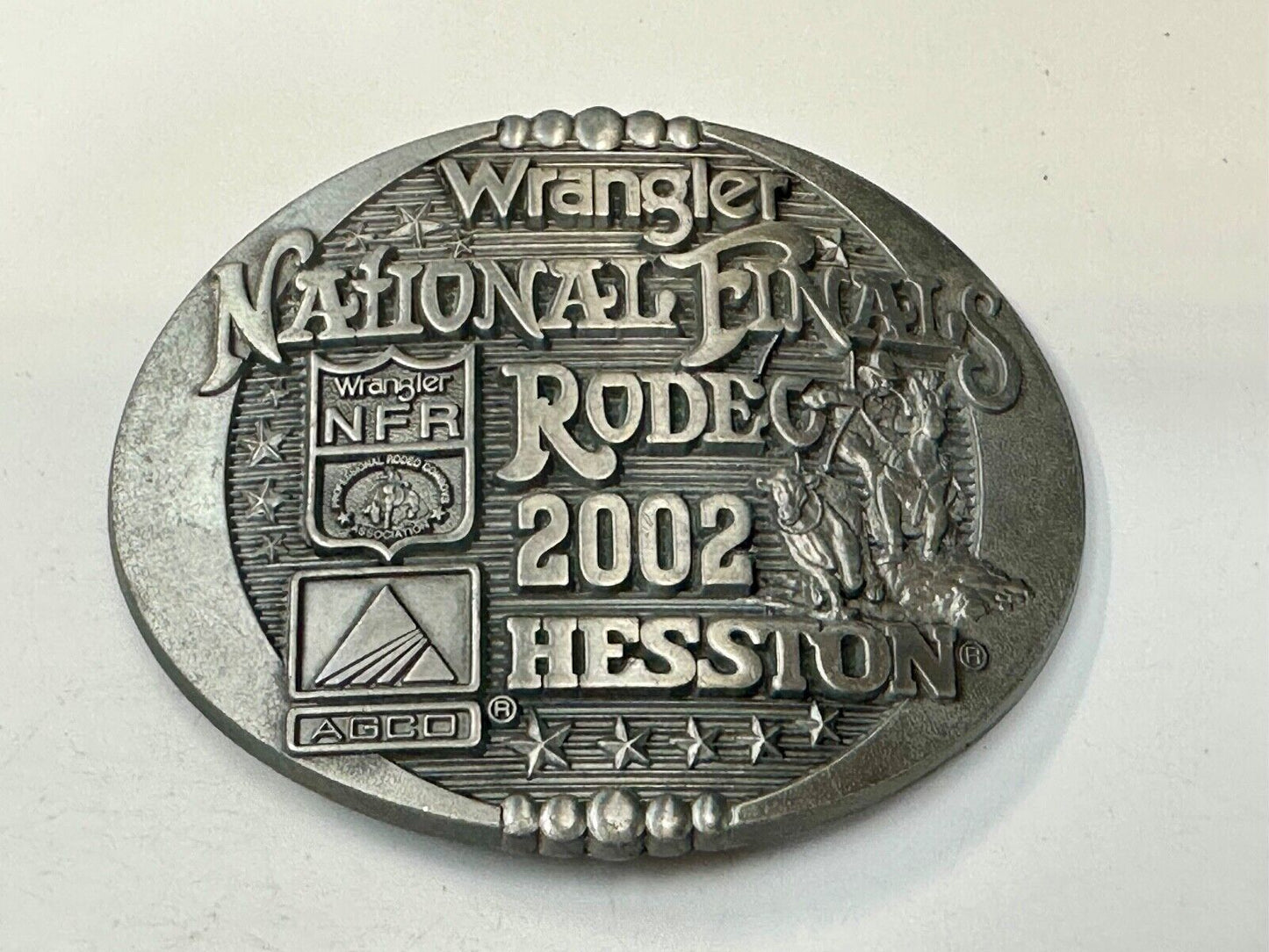 2002 Wrangler Hesston National Finals Rodeo NFR Montana Silversmiths Belt Buckle
