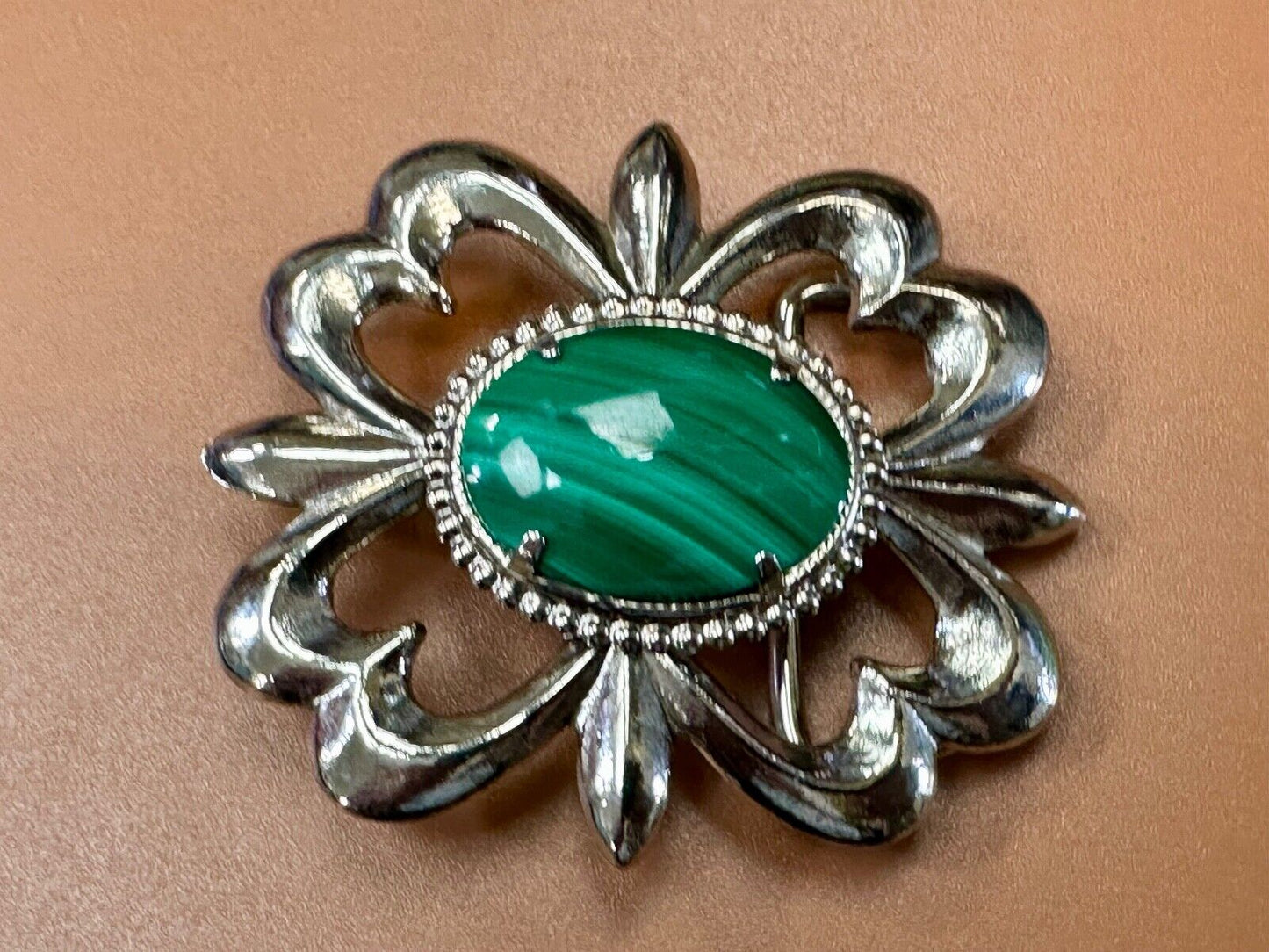 Beautiful Green Malachite Native American Navajo style Cabochon Cab belt buckle