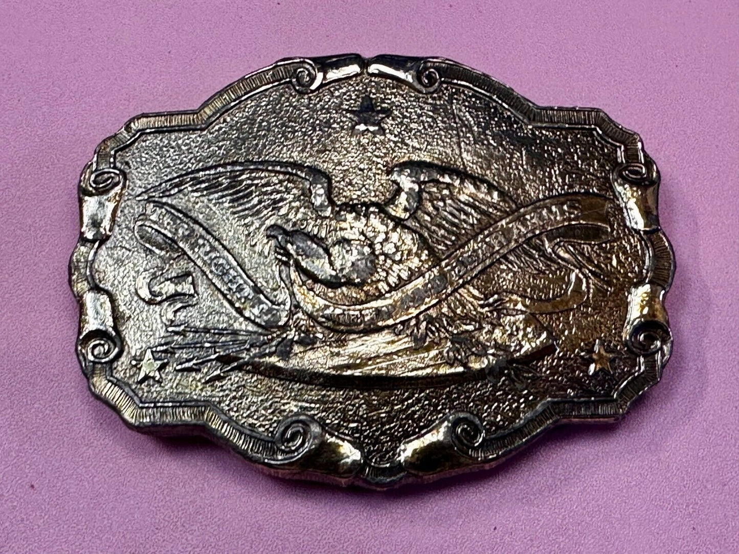 The Right To Keep and Bear Arms 2nd Amendment Vintage 1975 Belt Buckle - Wyoming