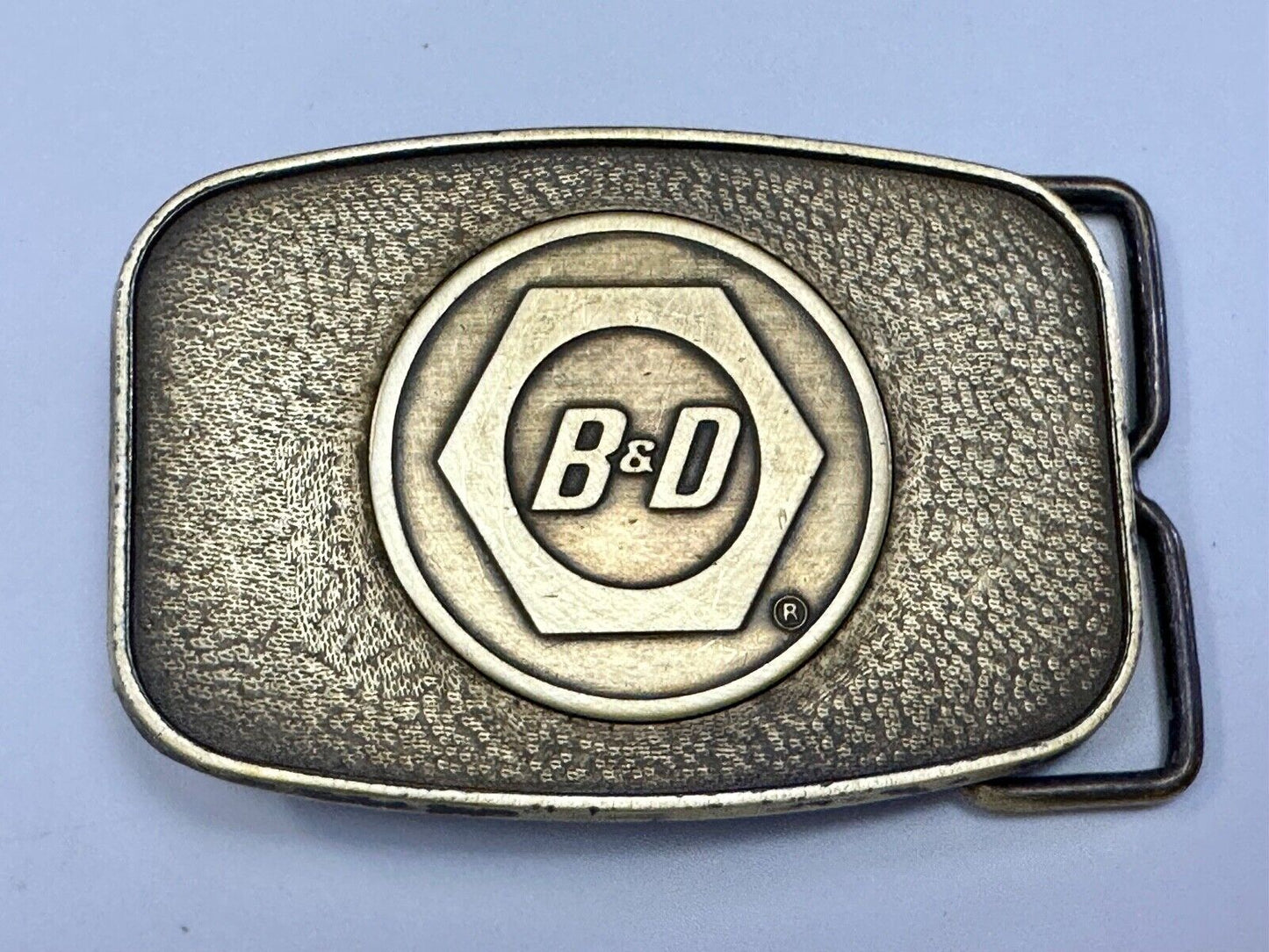 Vintage B&D Company belt buckle - Nut Logo Embalm Construction equipment?