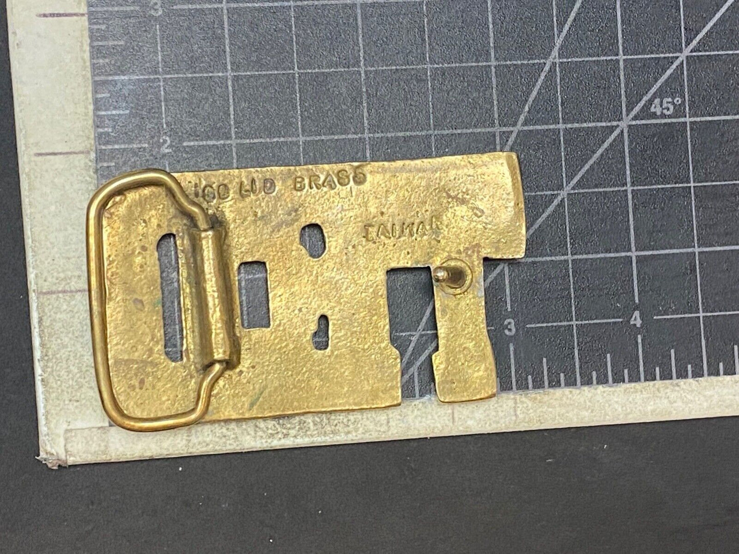 Ted - Name In Cutout Block Letters Solid Brass Belt Buckle Marked Taiwan Roc