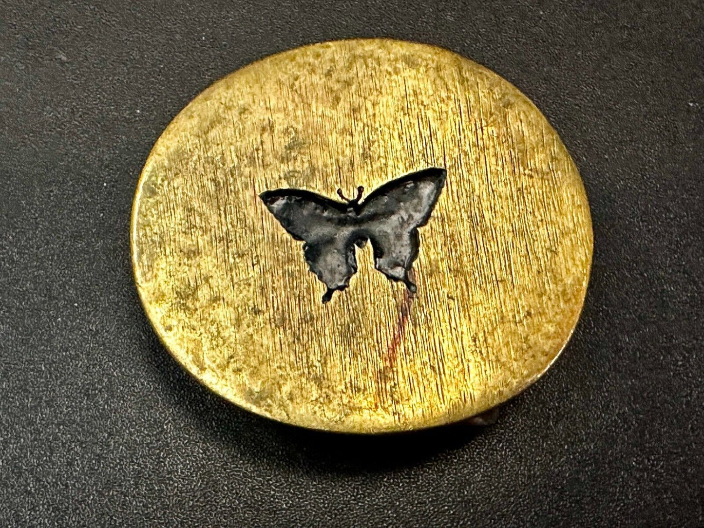 Black Inland Butterfly Small Hippy Vibe Brass Belt Buckle for up to a 1.25" belt