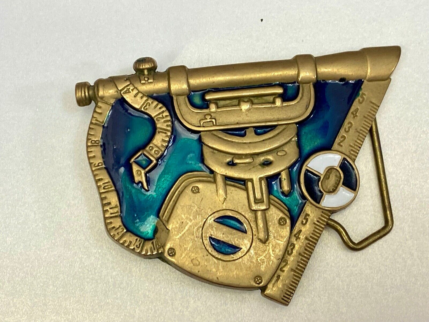 Vintage 1982 Sailing Boat Tools solid brass belt buckle by Baron Brass Works