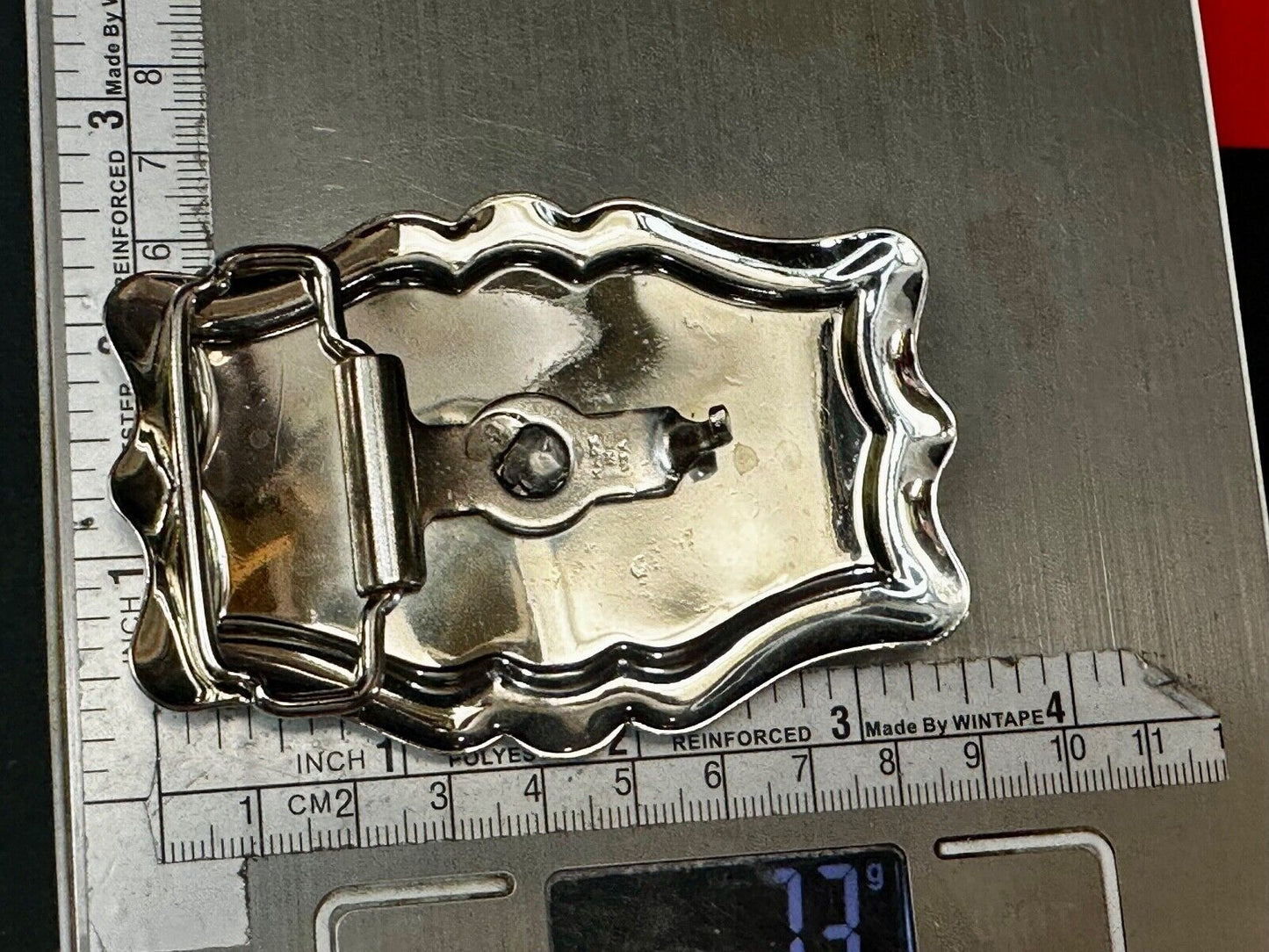 Black & silver diamond Shaped Cowboy Ranch pattern western framed Belt Buckle