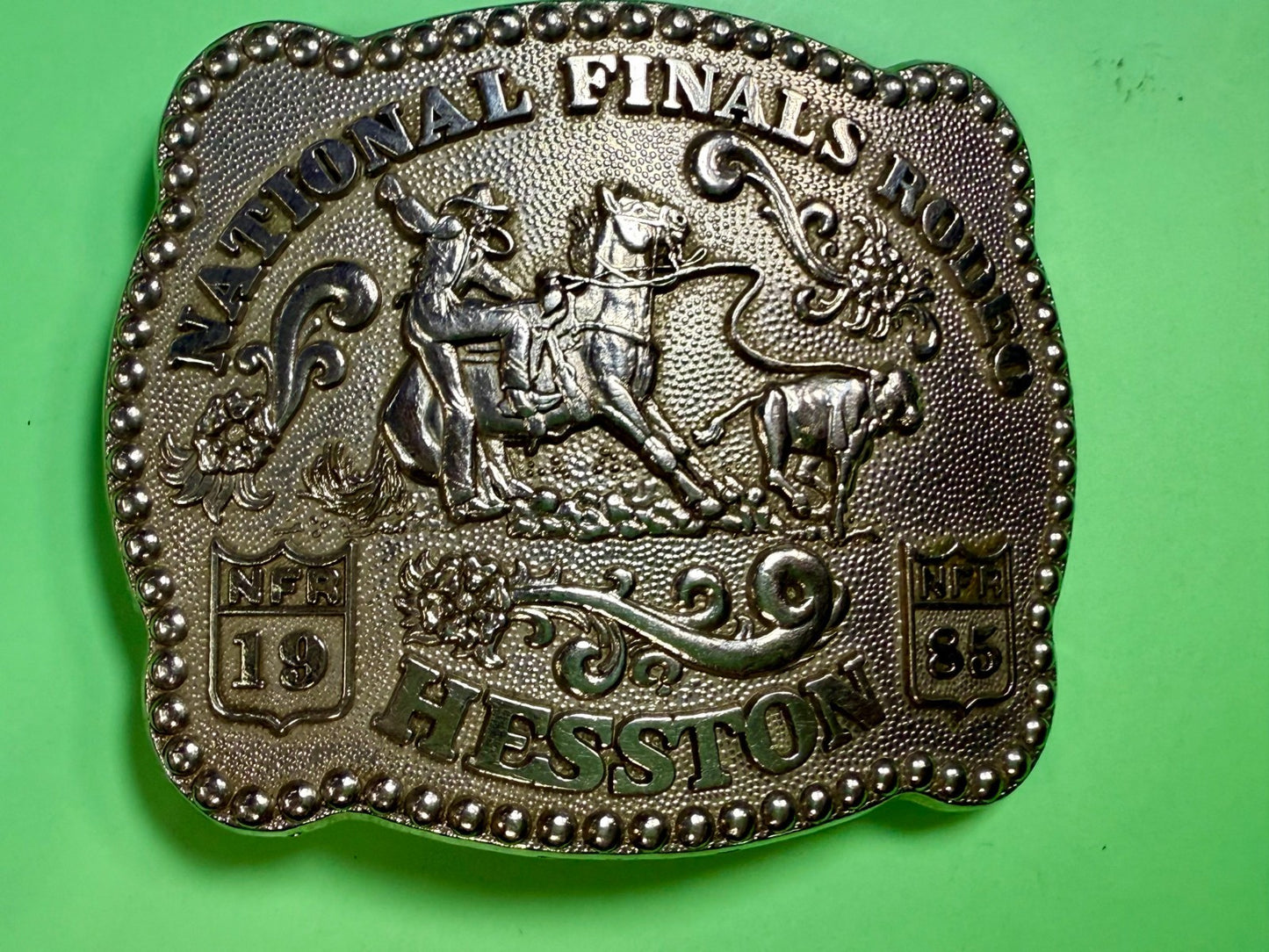 1985 Hesston NFR National Finals Rodeo Calf Roping 3rd Edition Belt Buckle