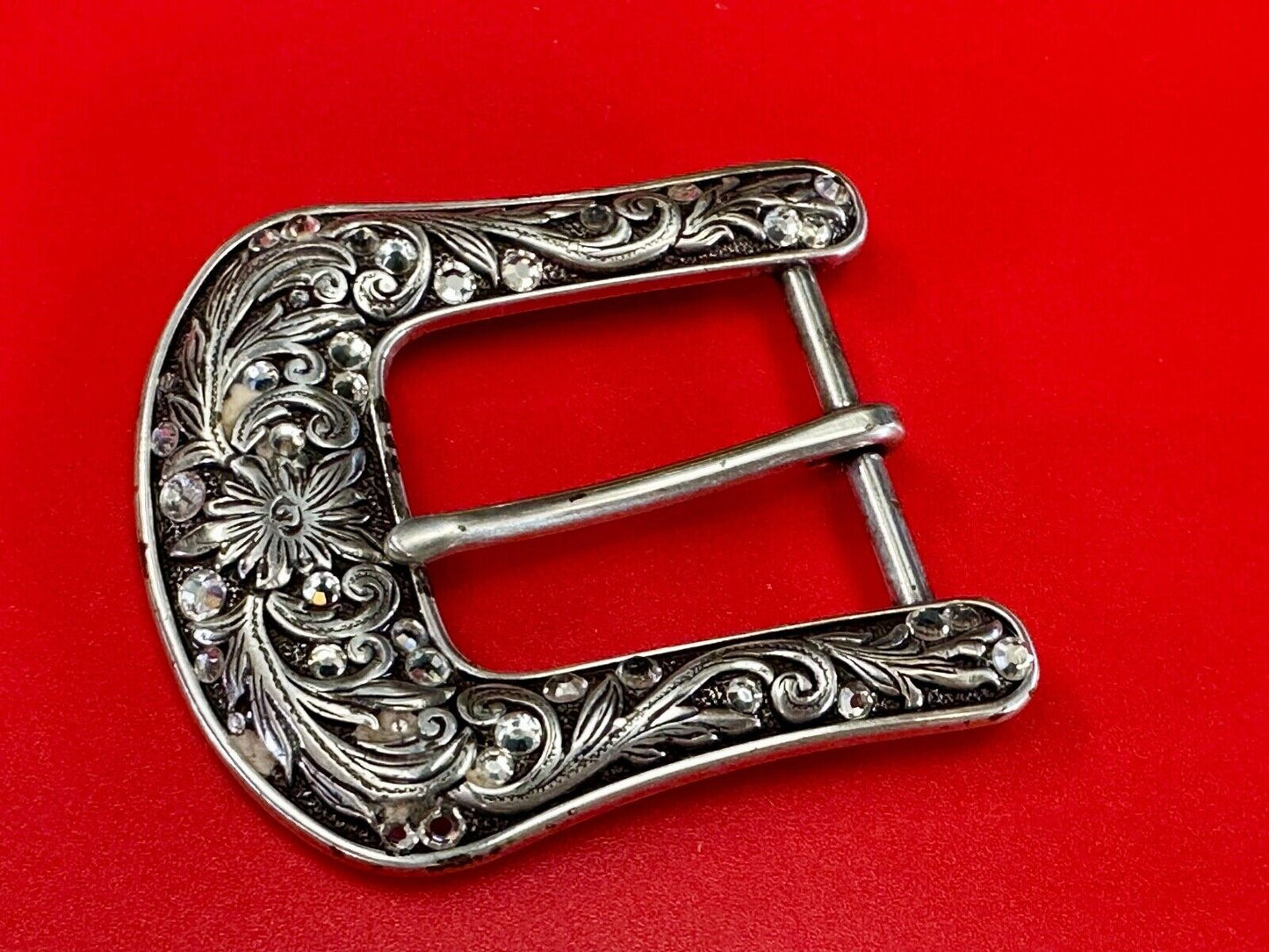 Ariat signed western ornate ranger silver tone belt buckle with Rhinestone's