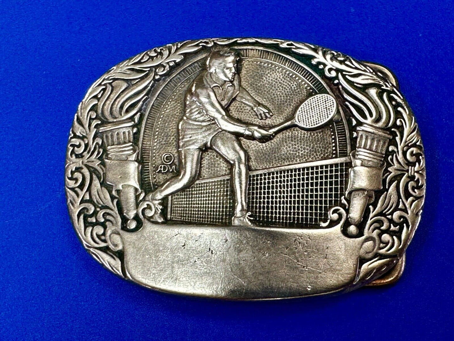 Tennis Player - Set Match Sports solid brass belt buckle by Award Design Medals