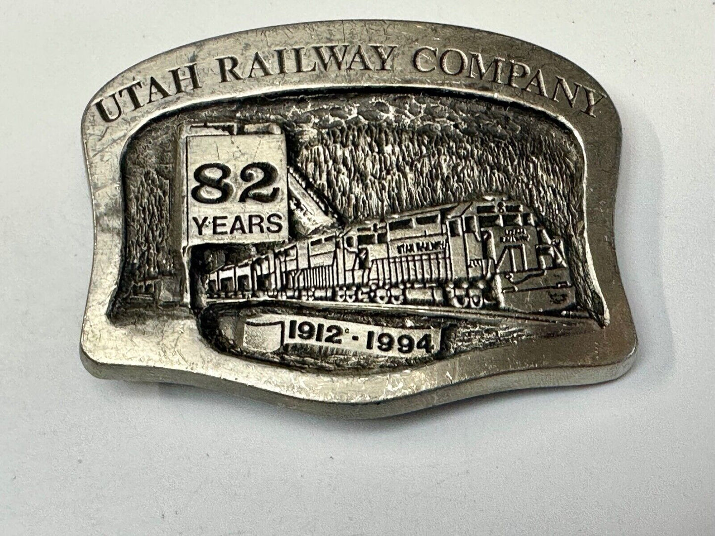 Utah Railway Co Vtg Train Railroad 82 Years - Gary Prazen Sculpture Belt Buckle