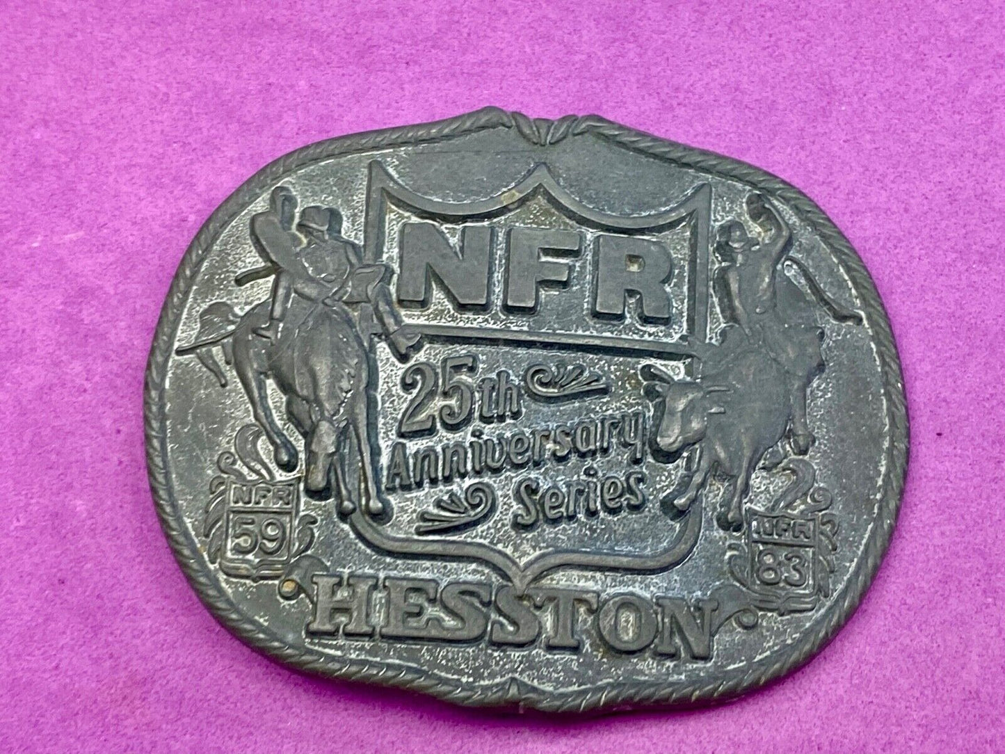 1983 1st edition 25th anniversary NFR National Finals Rodeo belt buckle