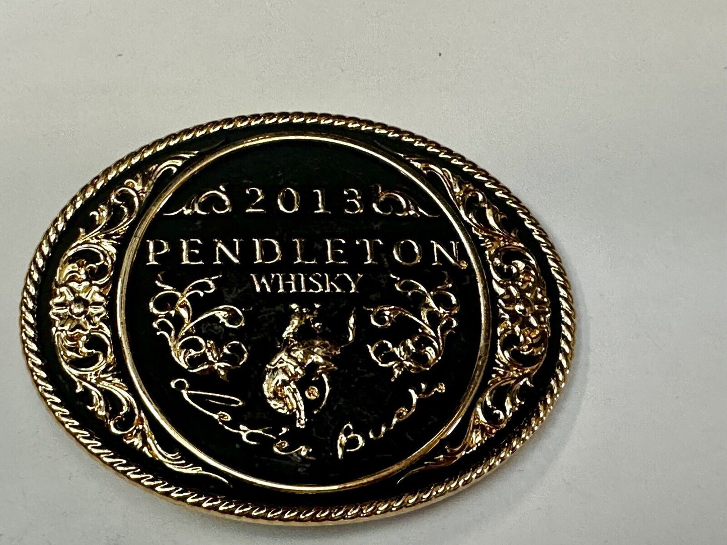 2012 Pendleton Whisky Let'er Buck Montana Silversmith Rodeo Cowboys Belt Buckle